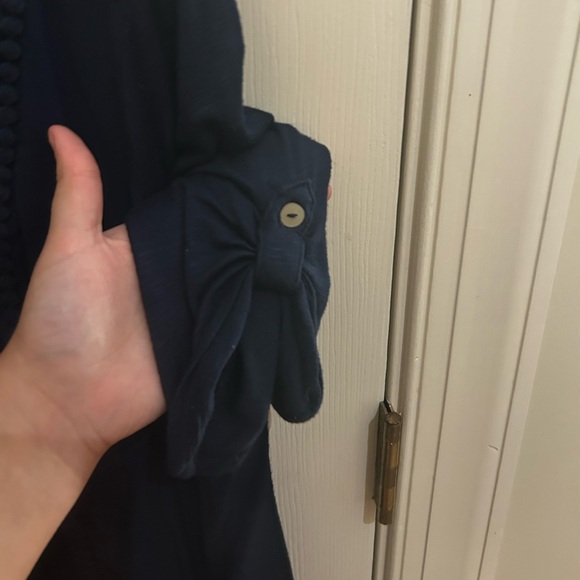 Democracy Dark Blue 3/4 Sleeve Buttoned Blouse - Picture 4 of 7